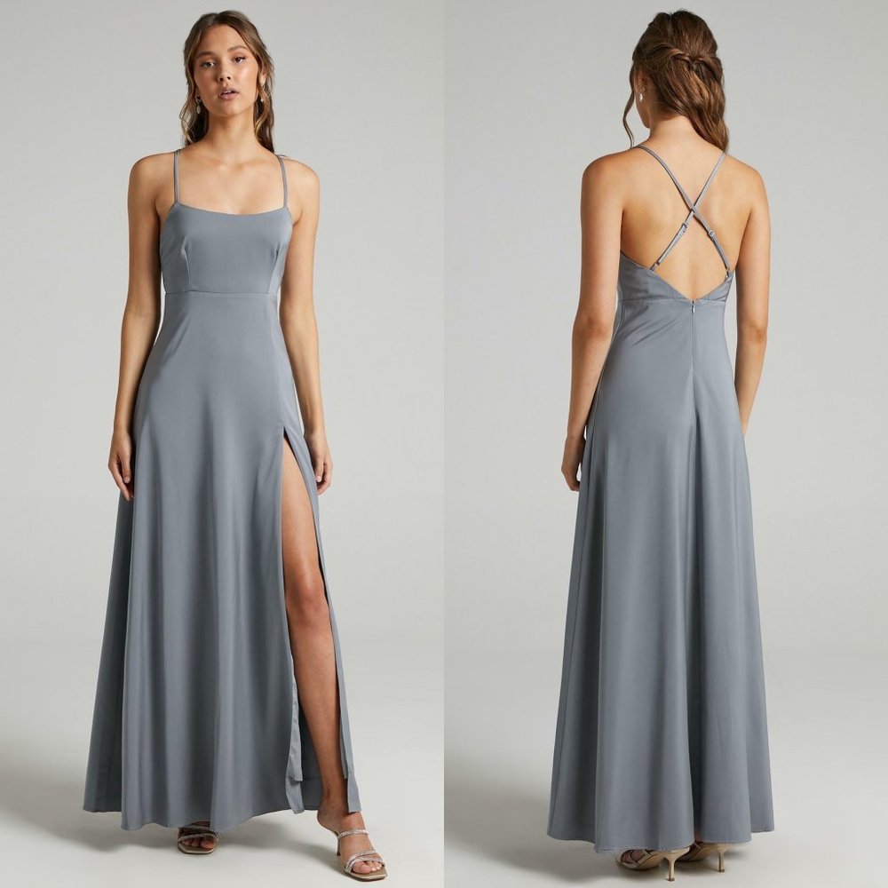 Showpo Will It Be Us Dress in Dusty Blue
